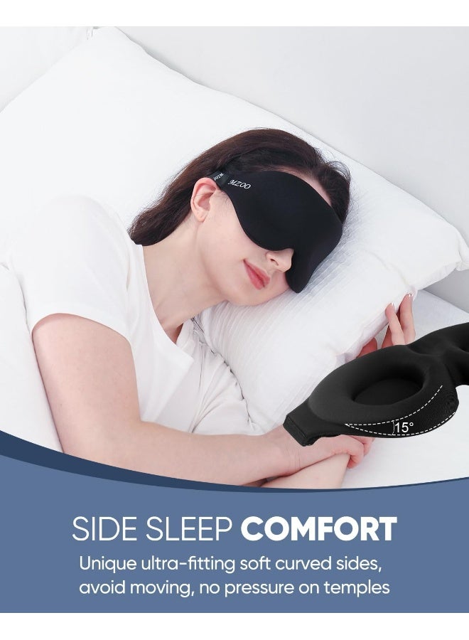 MZOO Sleep Eye Mask for Men Women, 3D Contoured Cup Sleeping Mask & Blindfold, Concave Molded Night Sleep Mask, Block Out Light, Soft Comfort Eye Shade Cover for Travel Yoga Nap, Black - Image 2
